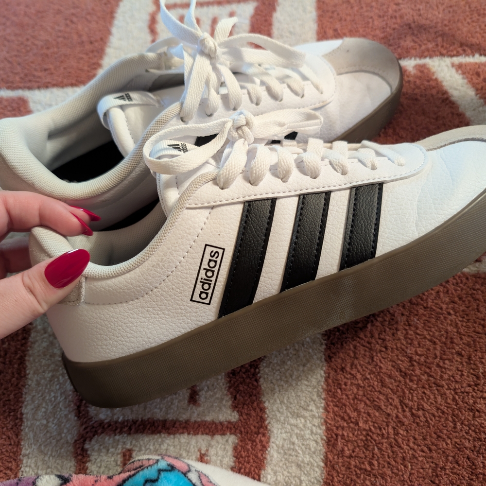 Adidas Women's White and Black Striped Sneakers - Picture 2 of 6